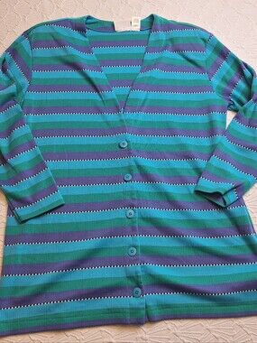 Vtg 90s Units Striped Cardigan,  Sz L
